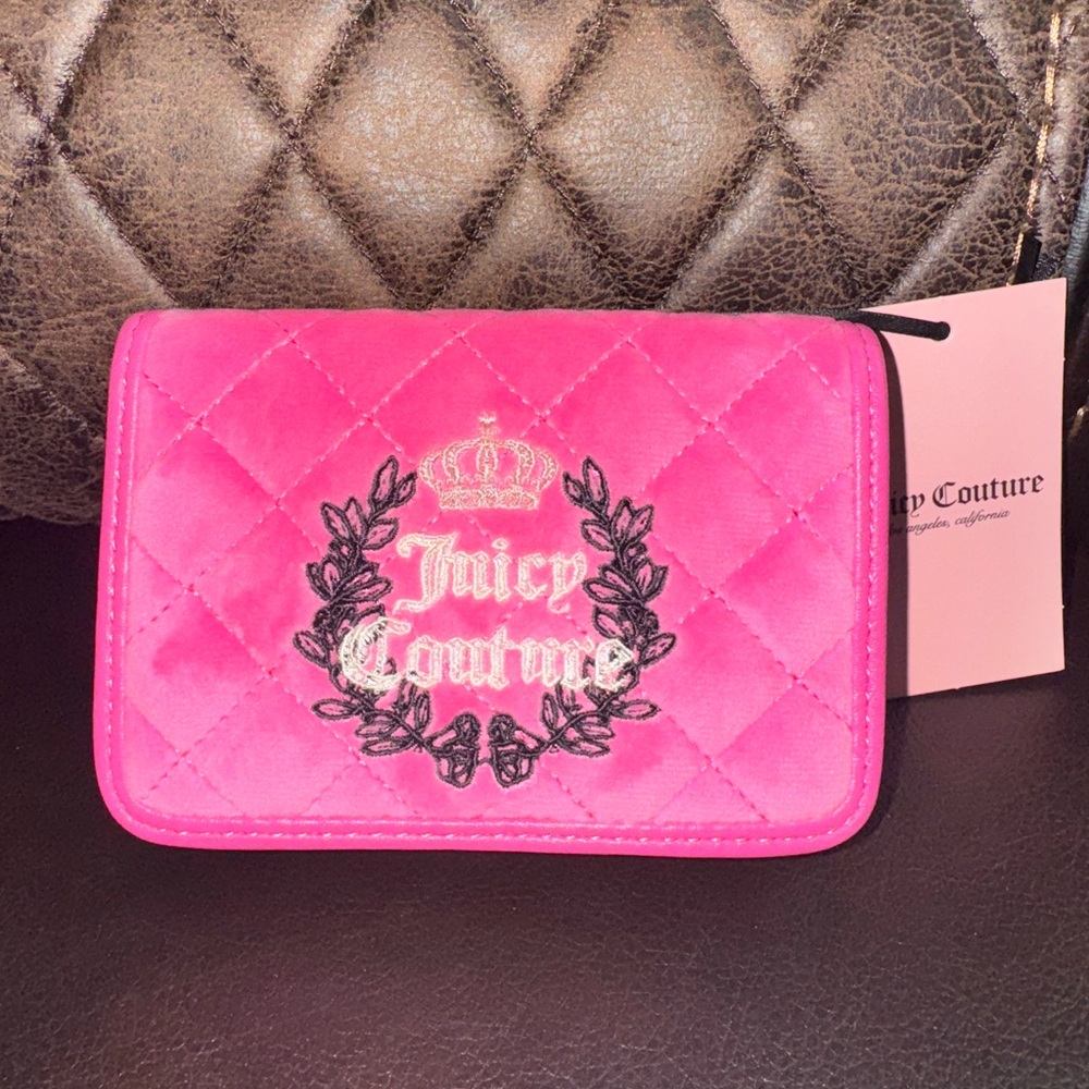 Juicy Couture Royal Couture Doubled Sized Trifold Wallet Velvet Pink